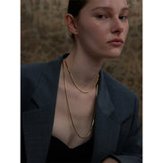 Collier chaîne longue carrée plaqué or véritable