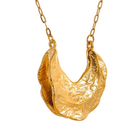 Collier pendentif lune croissante plaqué or véritable