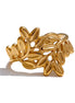 Bague ouverte forme feuille plaqué or véritable
