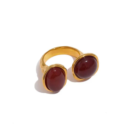 bague vintage pierre naturelle grande monture dorée