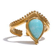 bague amazonite naturelle bleu-blanc ajustable