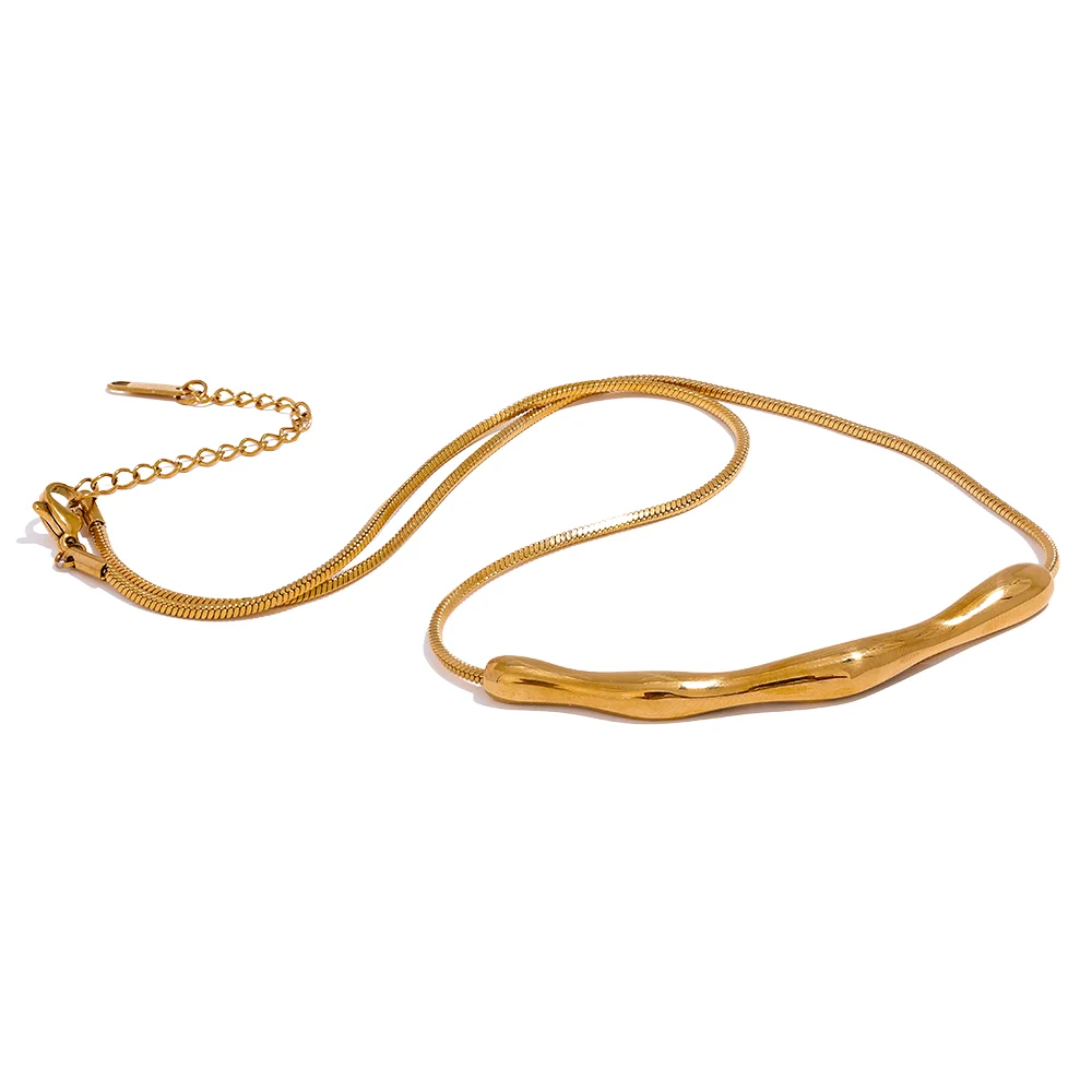 Collier clavicule acier inoxydable plaqué or véritable