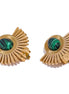 Boucles d'oreilles clip pierre noire fleur de soleil
