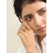 Bague géométrique minimaliste plaqué or véritable
