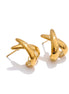 Boucles d'oreilles clous forme X plaqué or véritable