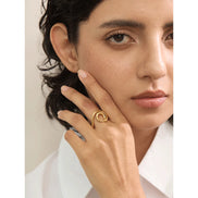 Bague originale lignes géométriques plaqué or véritable