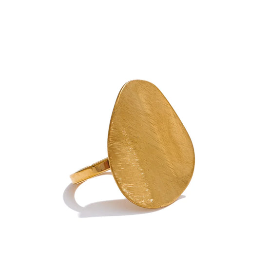 Bague réglable géométrique poli plaqué or véritable