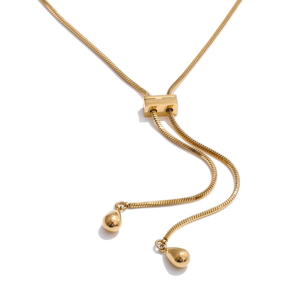 Collier chaîne longue réglable plaqué or véritable