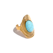bague bohème pierre naturelle bleu et blanc