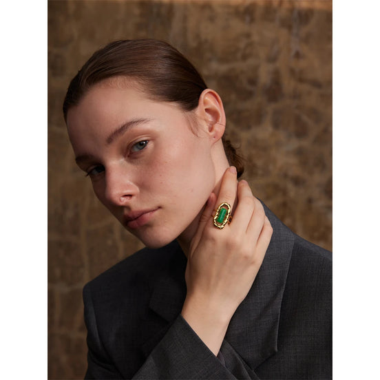 bague manchette agate verte naturelle