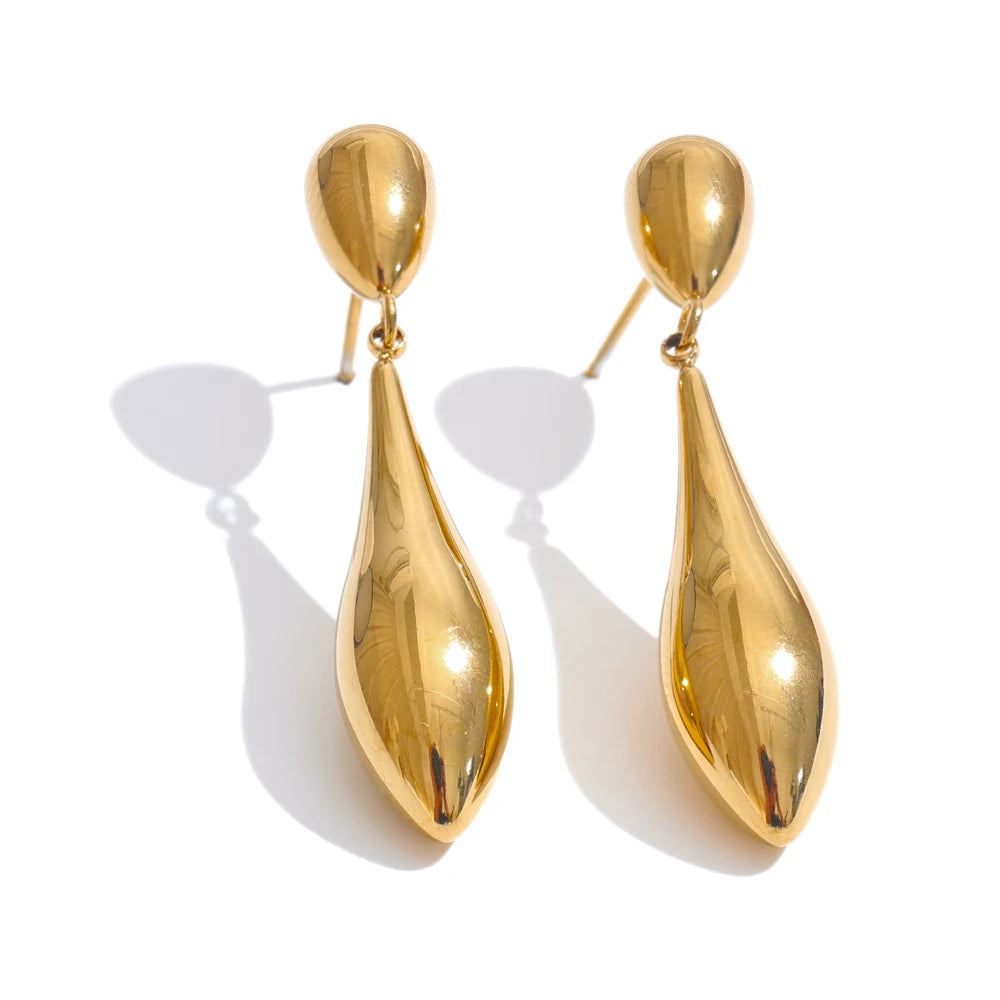 Boucles d'oreilles statement goutte d'eau plaqué or véritable