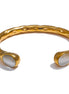 Bracelet manchette pierres naturelles multicolores plaqué or véritable