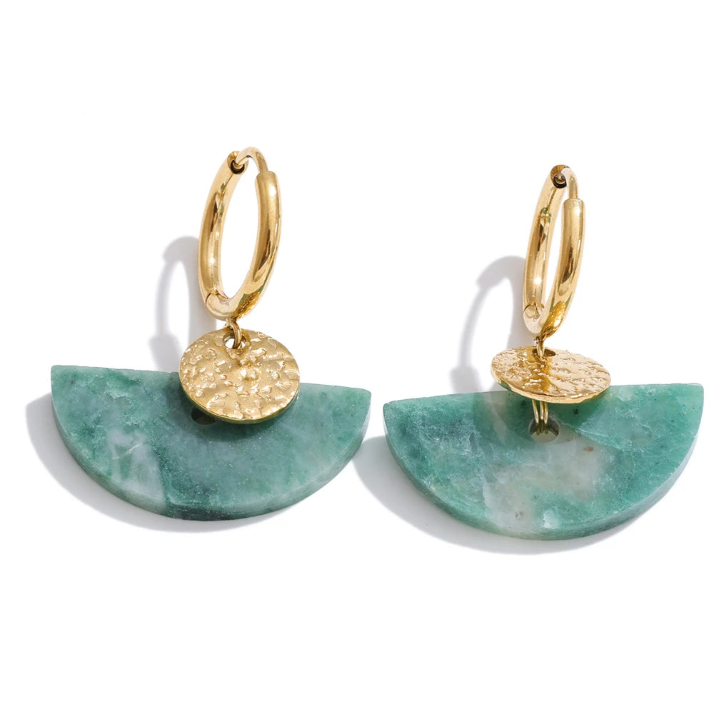 Boucles d'oreilles créoles jade africain