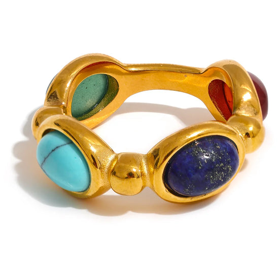 bague en pierre naturelle agate colorée charme vintage