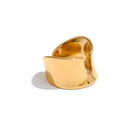 Bague ouverte texture géométrique plaqué or véritable