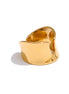 Bague ouverte texture géométrique plaqué or véritable
