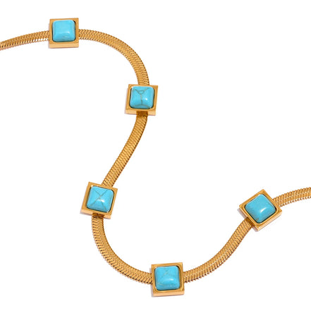 Collier chaîne serpent turquoise
