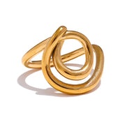 Bague originale lignes géométriques plaqué or véritable