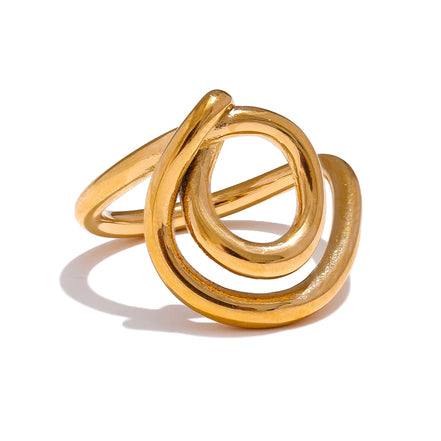 Bague originale lignes géométriques plaqué or véritable