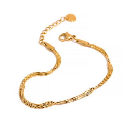 Bracelet chaîne serpent embossé plaqué or véritable