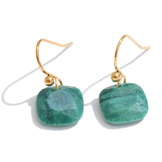 Boucles d'oreilles carrées pendantes multi-pierres naturelles
