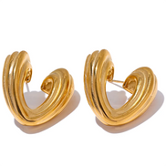 Boucles d'oreilles motif cœur plaqué or véritable