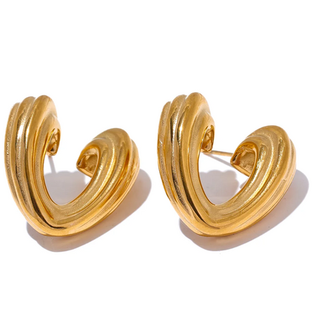 Boucles d'oreilles motif cœur plaqué or véritable