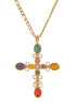 Collier pendentif croix pierre naturelle