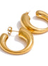 Boucles d'oreilles minimalistes forme C plaqué or véritable