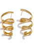 Boucles d'oreilles clous géométriques creux plaqué or véritable