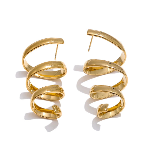 Boucles d'oreilles clous géométriques creux plaqué or véritable
