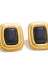 Boucles d'oreilles rectangle pierre naturelle noire