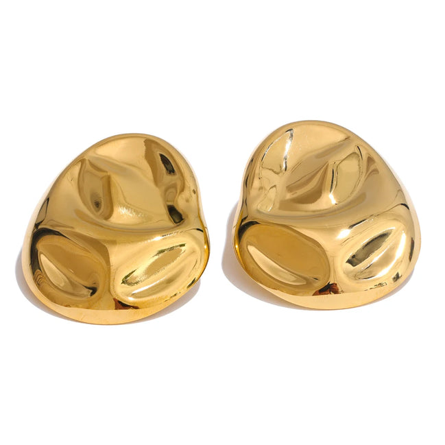 Boucles d'oreilles clous géométriques texturées plaqué or véritable