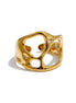 Bague ouverte géométrique ajustable plaqué or véritable