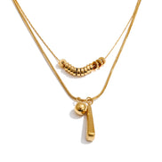 Collier pendentif goutte d'eau double couche plaqué or véritable