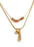 Collier pendentif goutte d'eau double couche plaqué or véritable
