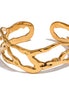 Bracelet manchette large ajouré plaqué or véritable
