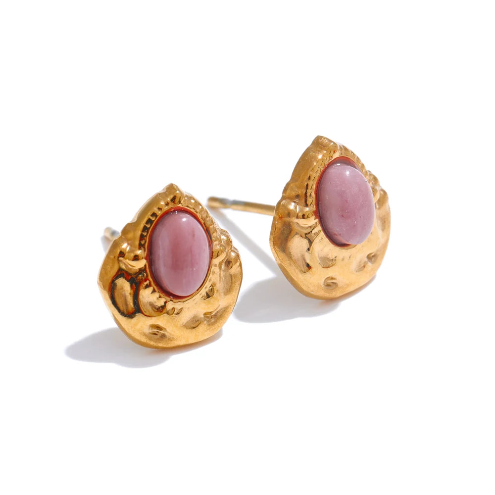Boucles d'oreilles rhodochrosite et jade africain