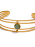 Bracelet manchette boho pierre naturelle verte plaqué or véritable