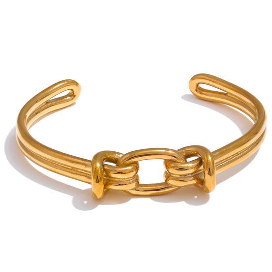 Bracelet manchette nœud plaqué or véritable