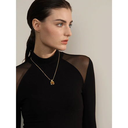 Collier pendentif carré pierre de tigre