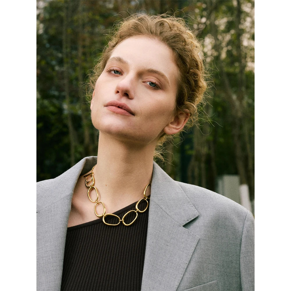 Collier chaîne acier inoxydable poli plaqué or véritable