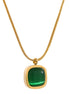 Collier pendentif carré jade vert