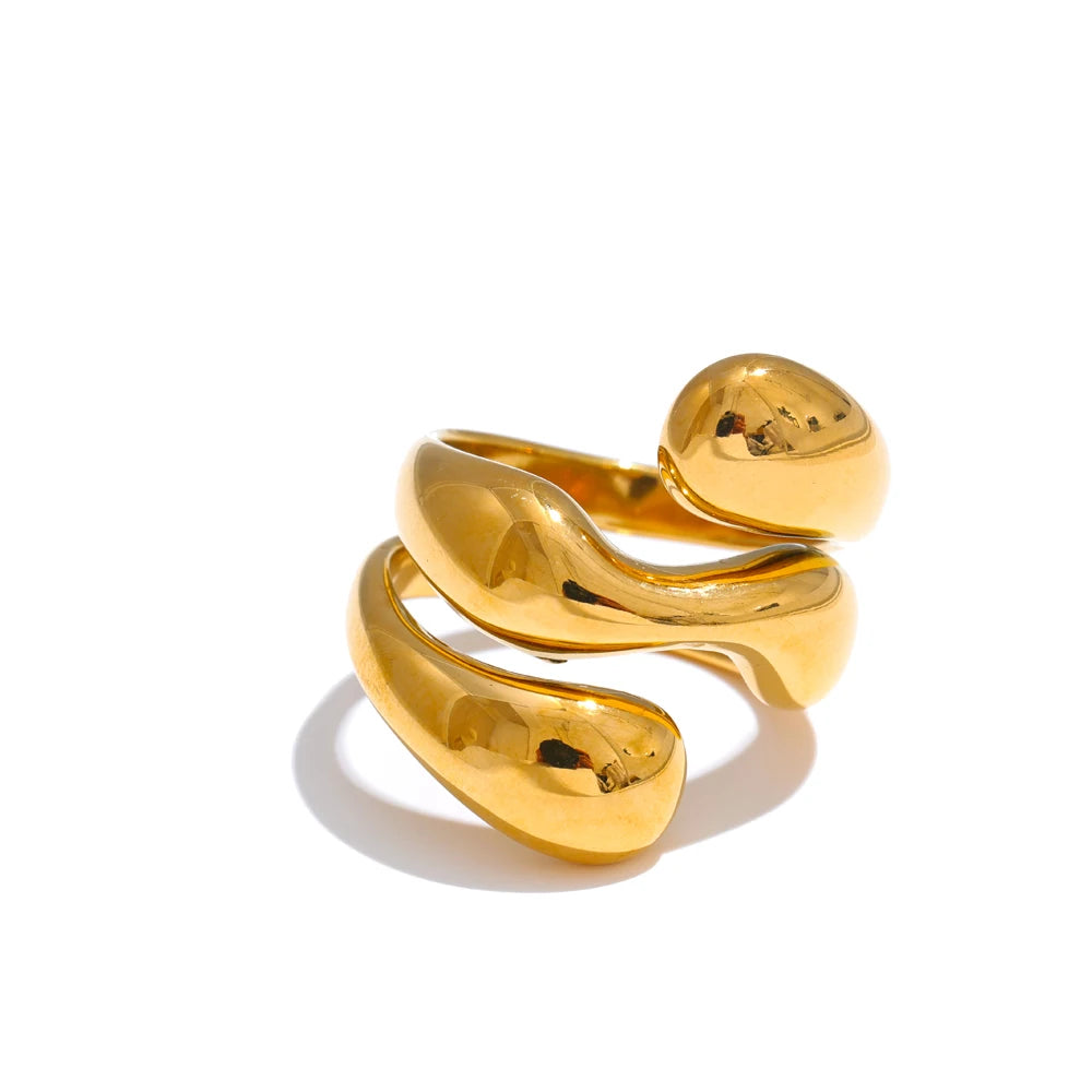 Bague irrégulière texture unique plaqué or véritable