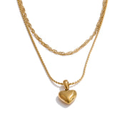Collier pendentif cœur double couche plaqué or véritable