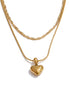 Collier pendentif cœur double couche plaqué or véritable