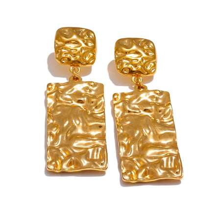 Boucles d'oreilles pendantes rectangle plaqué or véritable