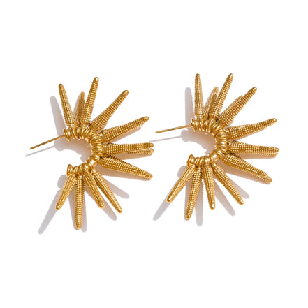 Boucles d'oreilles Huggie géométriques plaqué or véritable