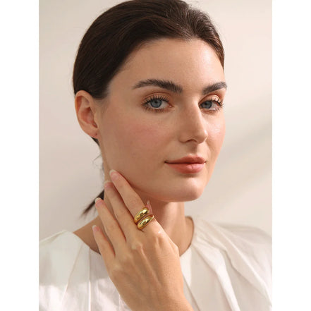 Bague chic simple et élégante plaqué or véritable