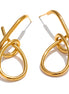 Boucles d'oreilles géométriques grandes gouttes plaqué or véritable